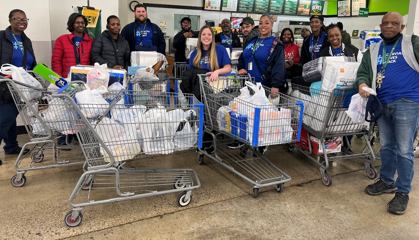 Corvias team members at Wayne State University shop for much-needed household items for veterans.