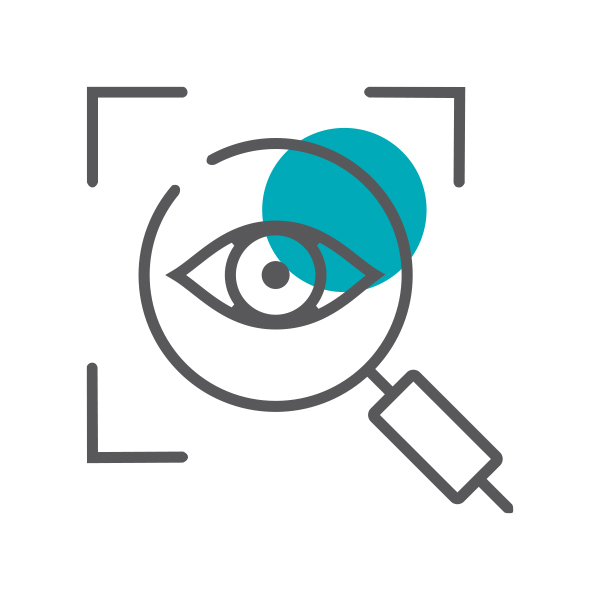 Icon of a magnifying glass with an eye - Transparency
