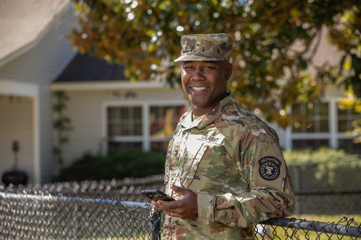 Portrait of a man in army fatigues