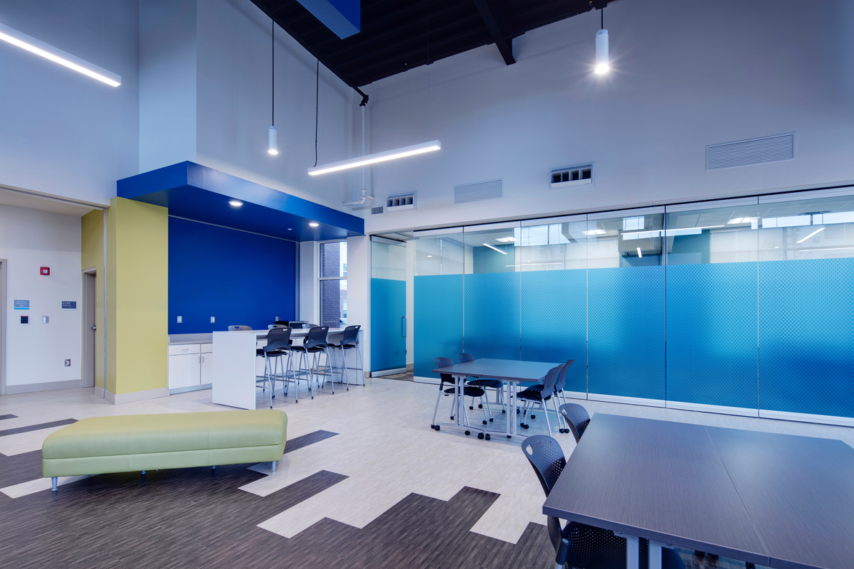 Shared space with desks and chairs