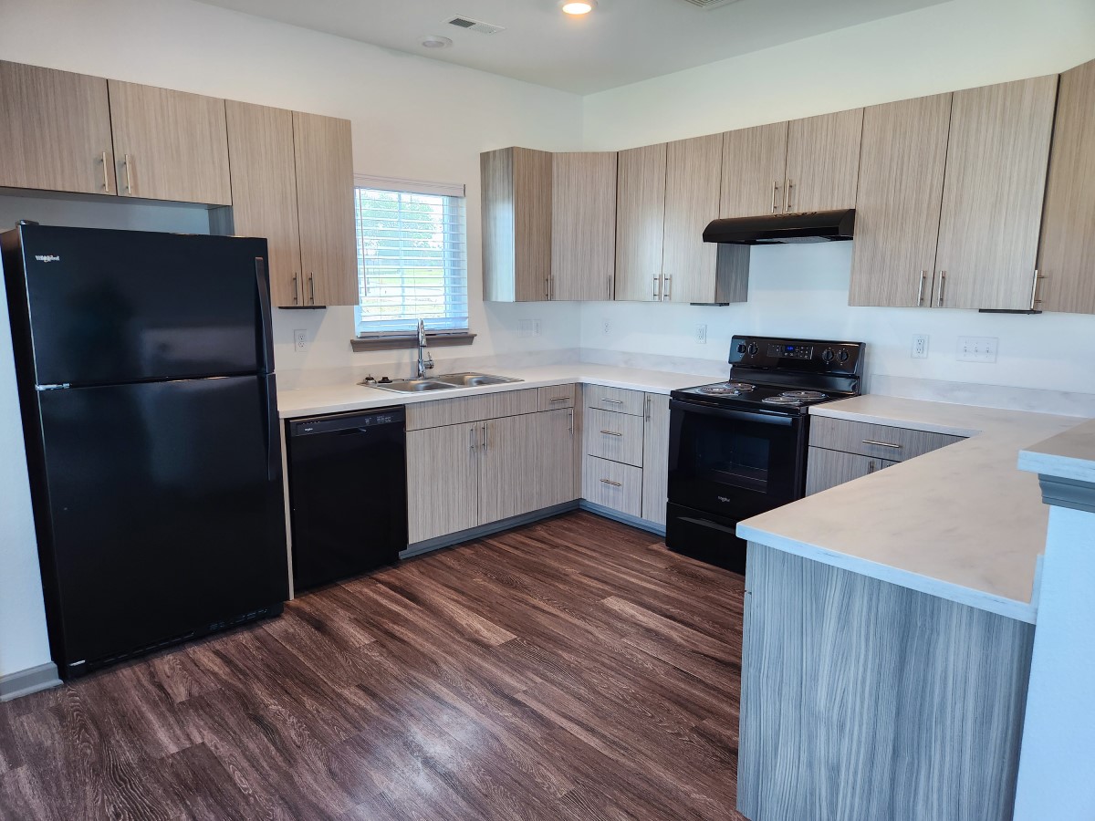 A modern kitchen with sleek appliances meets the needs of the modern military family.