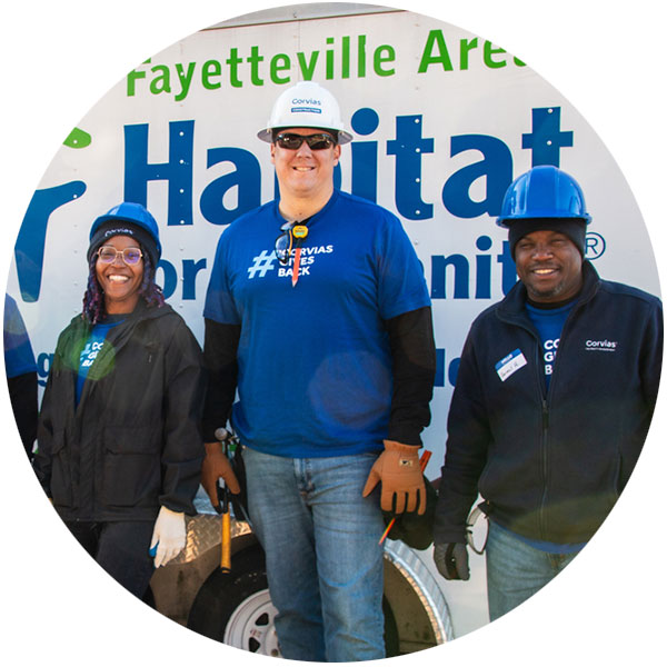 Corvias workers volunteering time with Habitat for Humanity