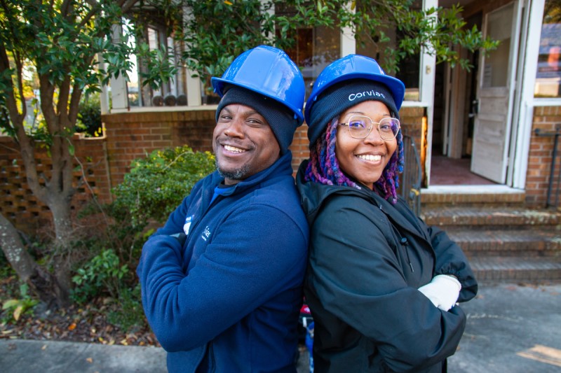 Corvias workers enjoying volunteering
