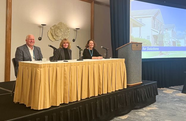 Representing Corvias at the 2025 ADC IIF panel session were (l to r) Tim McGuire, major general (Ret.), EVP, military partnerships; Denise Hauck, president of DOD business; and Robyn Mack, VP, military stakeholder relations.