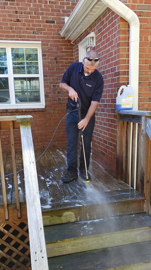 power washing deck at fort liberty