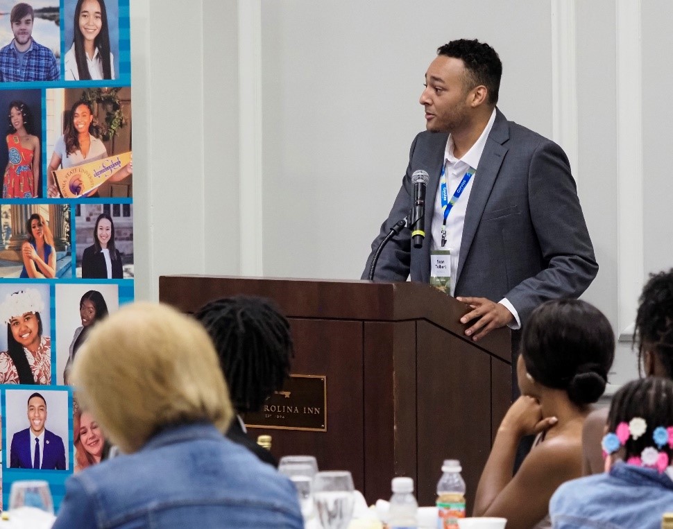 Corvias Foundation scholarship alumnus, Sean Tolbert, shared words of wisdom with the scholarship recipients and graduates during the organization’s award brunch