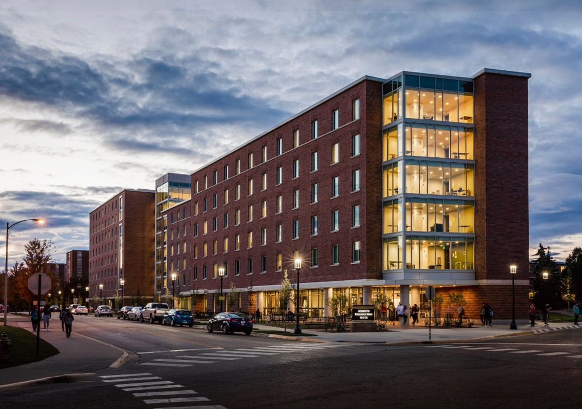 Corvias Property Management was awarded the SatisFacts “Community Award for 2022” for delivering exceptional student housing services at Purdue University. Pictured is Meredith South Residence Hall.