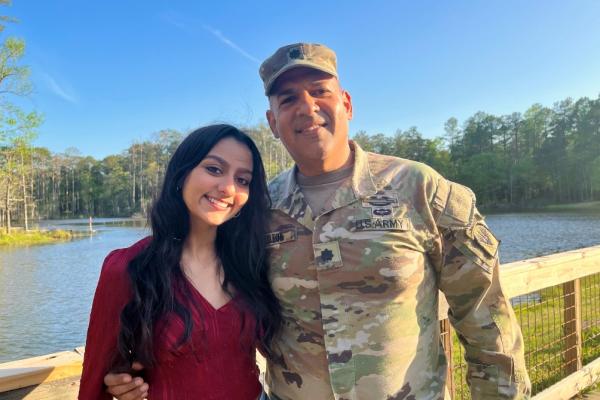 Scholarship recipient with her Dad
