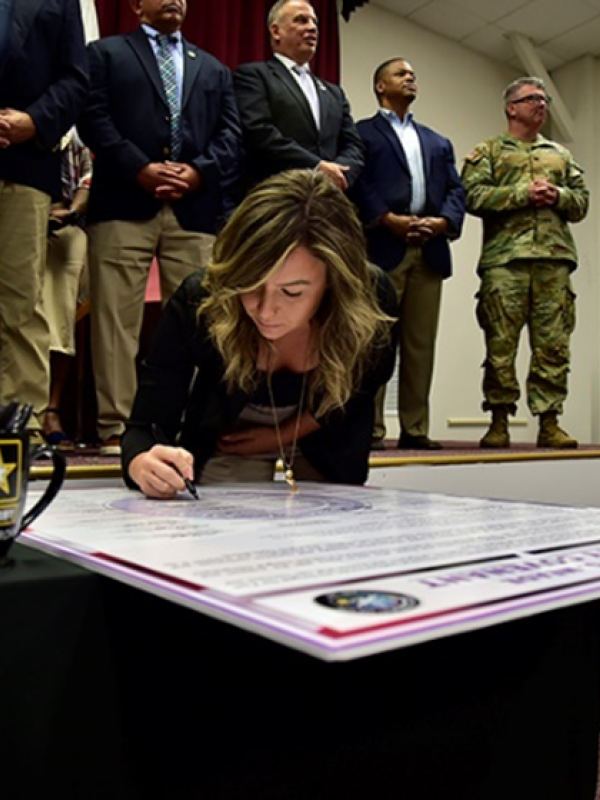 Brittney Dabney, and more than 60 other guests support Fort Meade’s covenant signing and 2023 Great American Defense Community (GADC) distinction celebration.