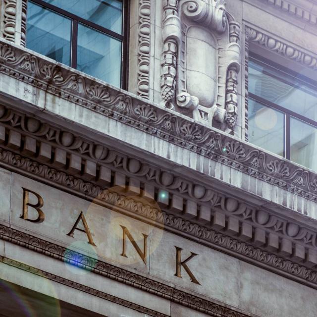 Outside of a bank