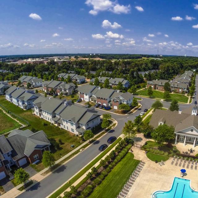 Aerial view of housing development