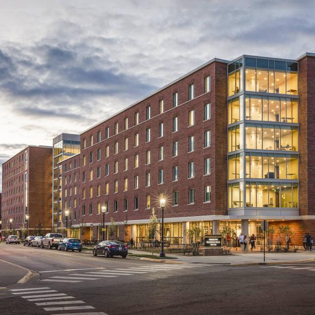 Purdue University Building Exterior at Night