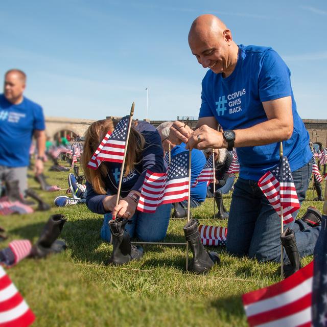 Corvias team volunteers time and gives back during operation homefront at Fort Adams