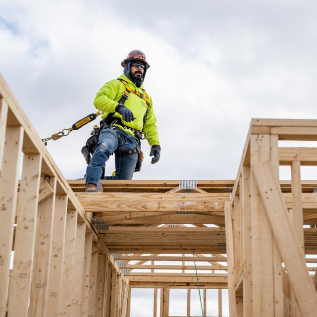 Construction worker building home
