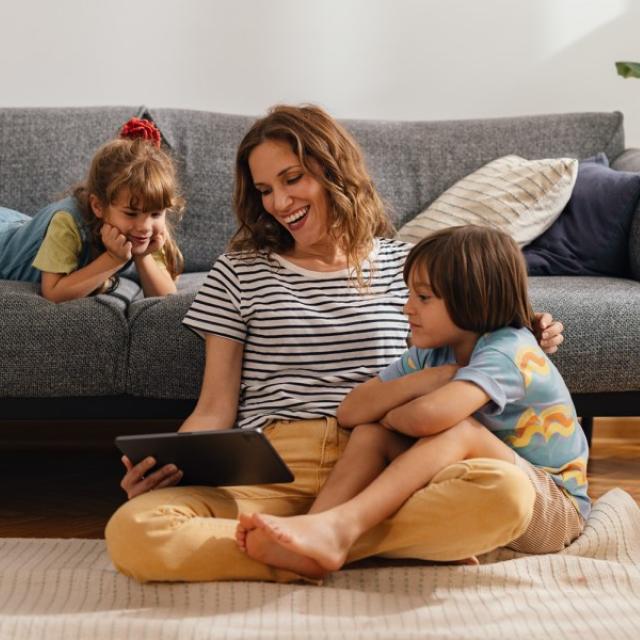 Military Family Enjoying Purified Air in Home