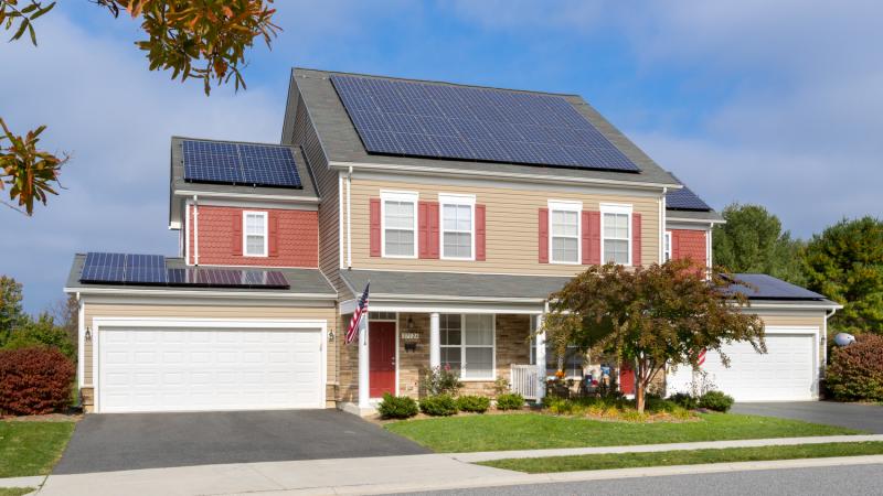 Home with solar panels