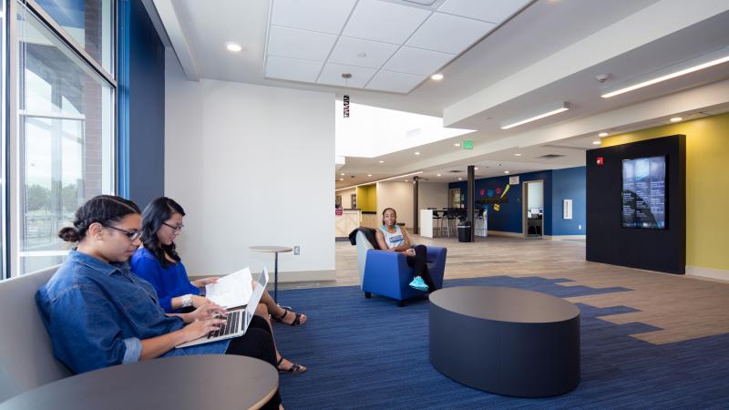 Students in one of many common areas throughout the residence halls