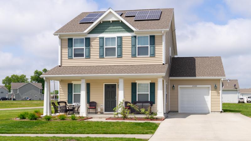 Home with solar panels