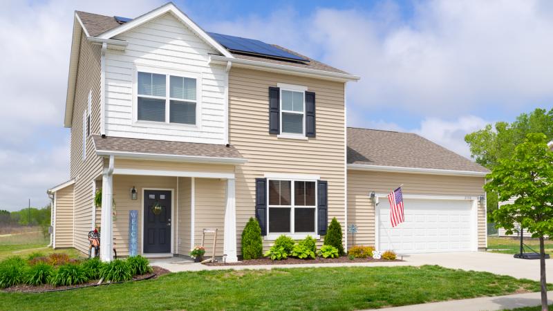 Many homes at Fort Riley have roof solar panels installed
