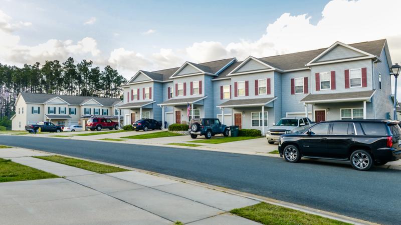 Street view of a housing community