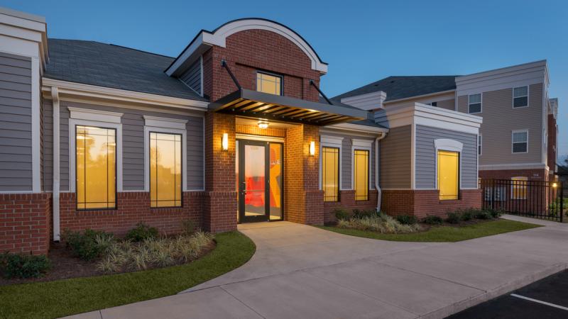 Front entrance to a clubhouse