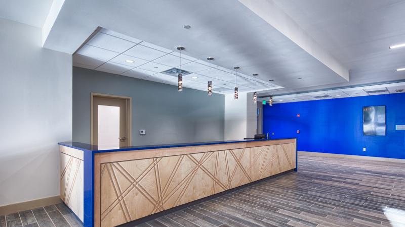 Room with a walk-up bar space 