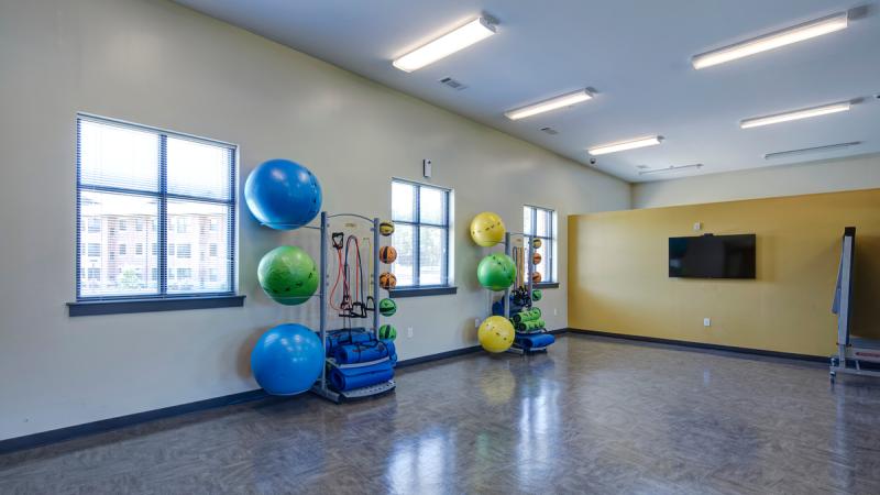 Empty room with exercise equipment