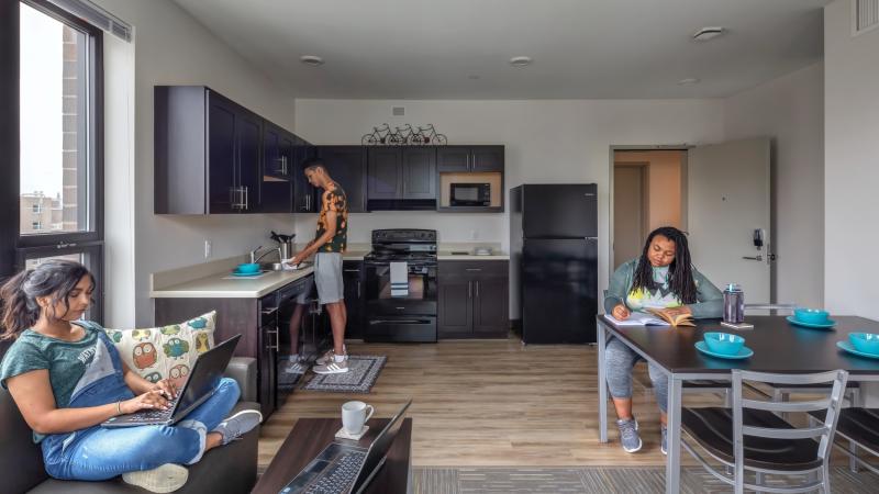 Apartment kitchen and dining room