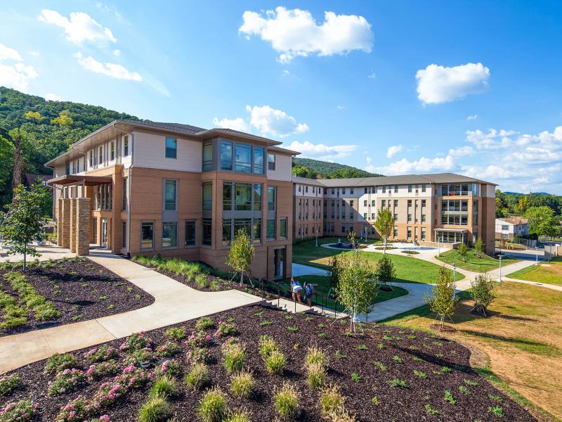 Outside of a residence hall