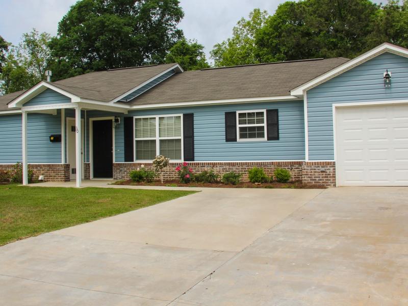 Outside of a single-story home