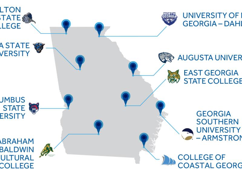 Map of University of Georgia System schools