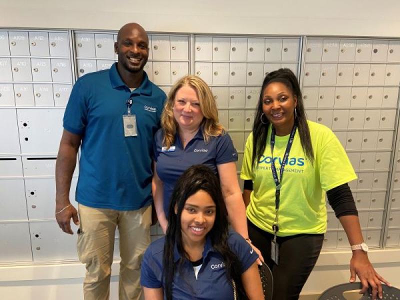 Each year, Corvias Property Management works closely with university partners to deliver an enhanced move-in experience for thousands of students during turn season. Pictured is the Corvias team at Augusta University ready to welcome students to on-campus housing.