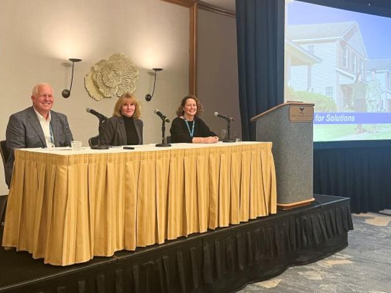 Representing Corvias at the 2025 ADC IIF panel session were (l to r) Tim McGuire, major general (Ret.), EVP, military partnerships; Denise Hauck, president of DOD business; and Robyn Mack, VP, military stakeholder relations.