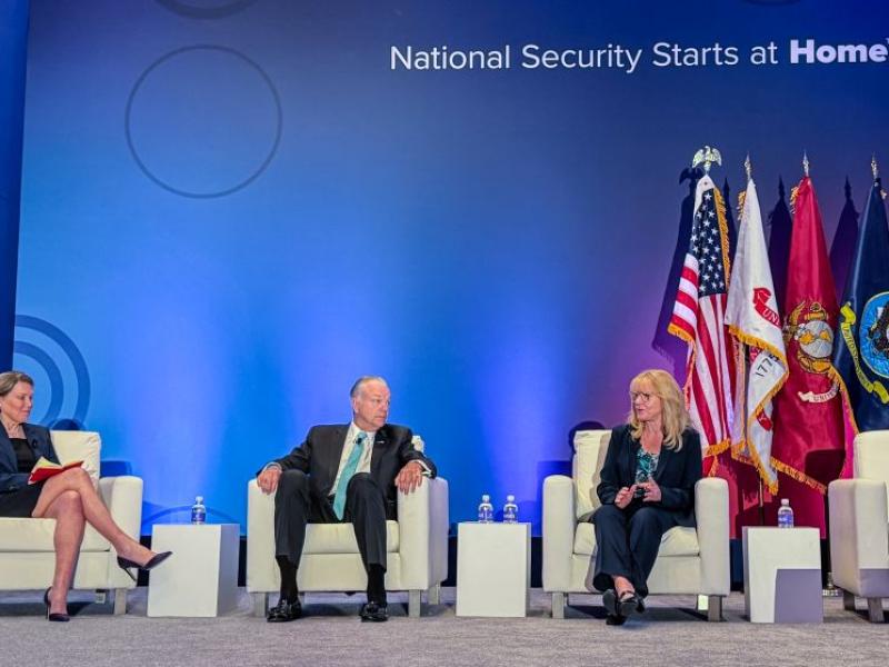 Corvias’ Denise Hauck (right) spoke on “Building Great Places for Military Families to Call Home” at the 2026 ADC Summit.