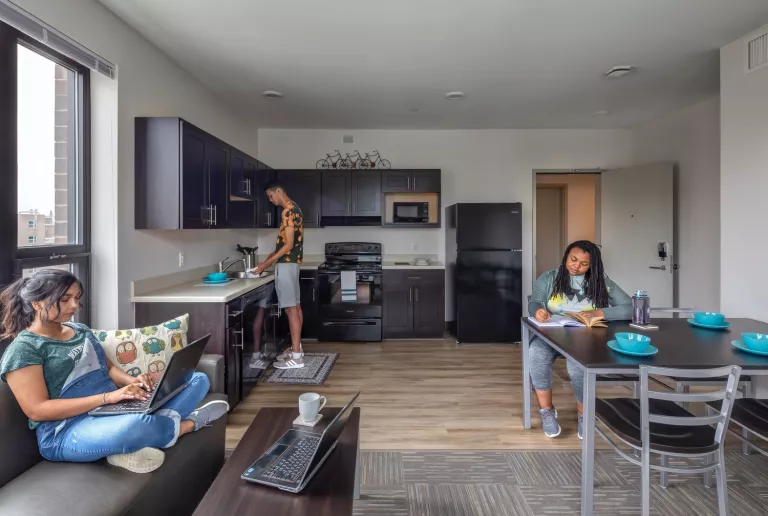 Apartment kitchen and dining room